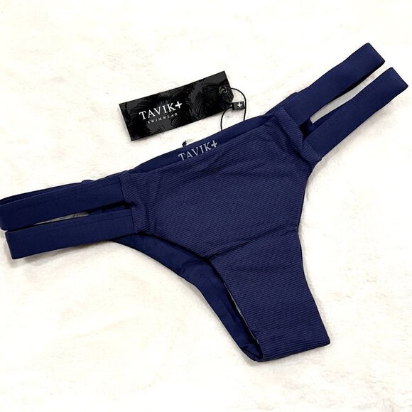 NWT Tavik Chloe Mini Cutout Swim Bottom Ribbed Cobalt - XS - Picture 2 of 7
